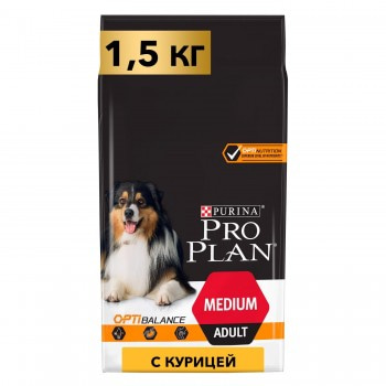 Purina Pro Plan OPTIBALANCE для собак средних пород с высоким содержанием курицы, 1,5 кг