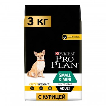 Pro Plan OPTIWEIGHT для собак мелких и карликовых пород с избыточным весом с курицей и рисом 3 кг