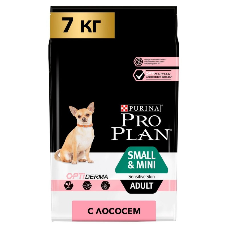 Купить Purina Pro Plan OPTIDERMA для мелких и карликовых собак с чувствительной кожей, лосось рис, 7 кг Pro Plan в Калиниграде с доставкой (фото)