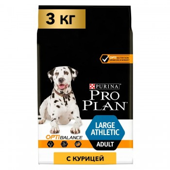 Purina Pro Plan OPTIBALANCE для крупных собак с атлетическим телосложением, курица рис, 3 кг