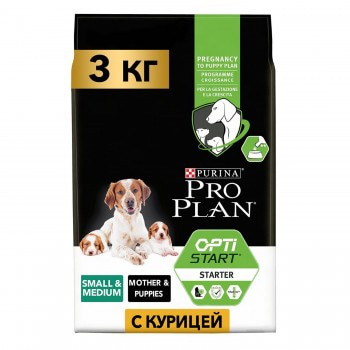 Pro Plan OPTISTART для щенков средних и мелких пород, с высоким содержанием курицы, 3 кг