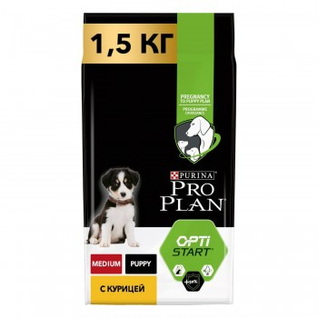 Purina Pro Plan OPTISTART для щенков средних пород, курица с рисом, 1,5 кг