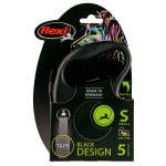 Купить flexi рулетка Black Design S (до 15 кг) 5 м лента черный/серебро Flexi в Калиниграде с доставкой (фото 1)