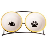 Купить КерамикАрт 2 миски на подставке для собак и кошек двойные 2x290 мл оранжевые КерамикАрт в Калиниграде с доставкой (фото 1)