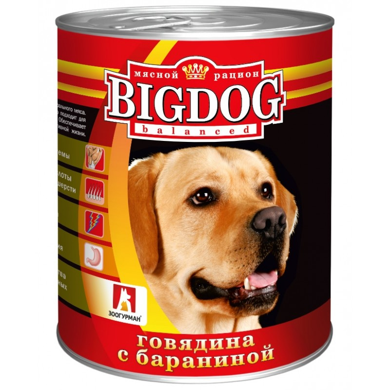 Влажный корм для собак Зоогурман БигДог (BigDog), Говядина с бараниной, 850 гр