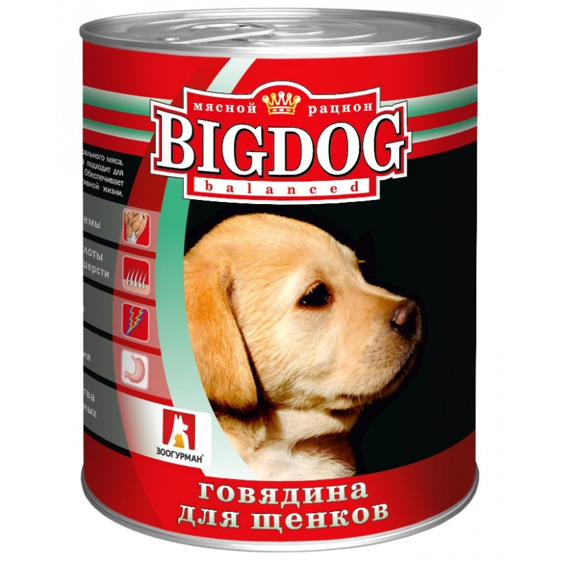 Влажный корм для собак Зоогурман БигДог (BigDog), Говядина для щенков, 850 гр