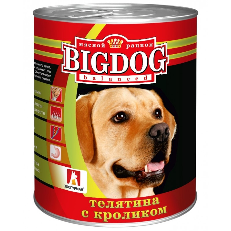 Влажный корм для собак Зоогурман БигДог (BigDog), Телятина с кроликом, 850 гр