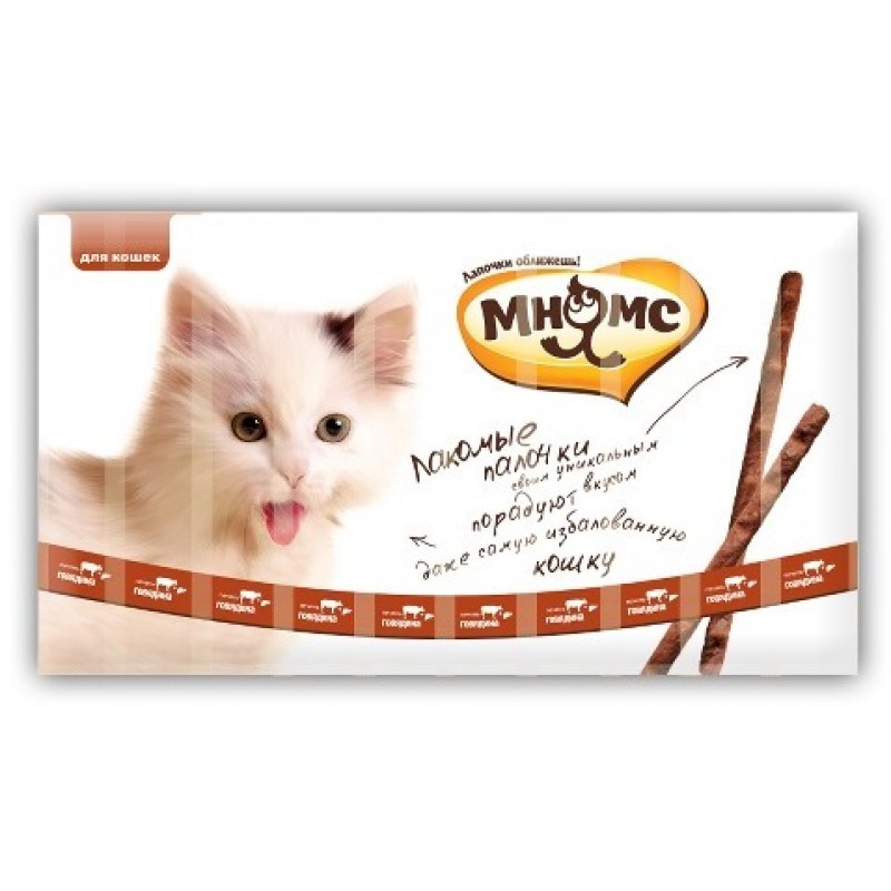 Купить Мнямс лакомые палочки 13,5 см для кошек с говядиной и печенью 10х5 г Мнямс в Калиниграде с доставкой (фото)