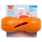 West Paw Zogoflex игрушка для собак гантеля под лакомства Qwizl L 17x7 см оранжевая
