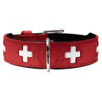 Hunter ошейник для собак Swiss 60 (47-54 см) кожа красный/черный