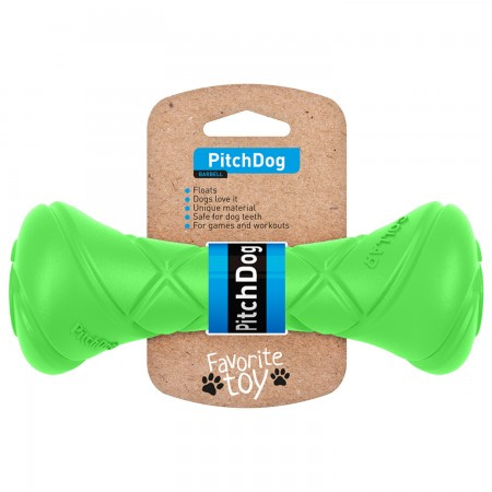 PitchDog Игровая гантель для апортировки, длина 19 см, диаметр 7 см, салатовая