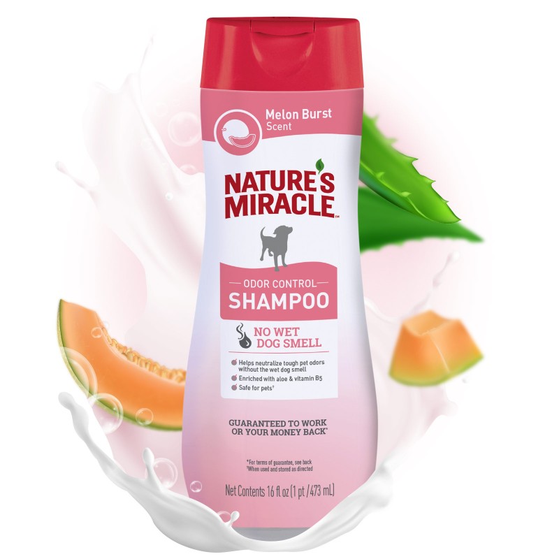 Nature's Miracle Шампунь Melon Burst Odor Control против запаха для собак с ароматом дыни, 473 мл