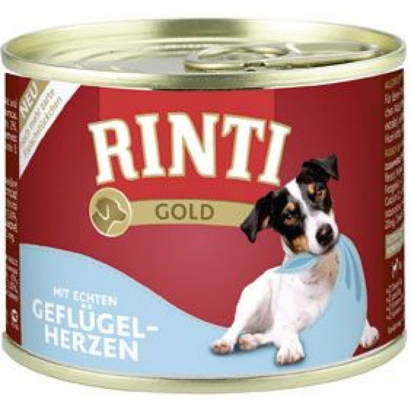 RINTI Gold mit echten Geflugelherzen - Ринти Голд с куриными сердечками для собак - 185 гр