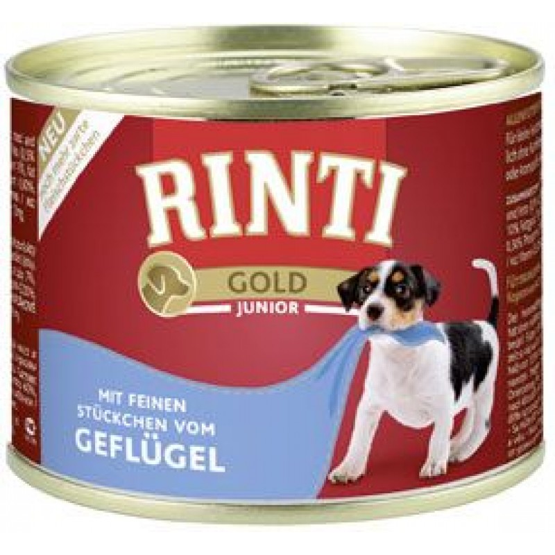 RINTI Gold Junior mit echten Geflugelhappchen - Ринти Голд с домашней птицей для щенков - 185 гр