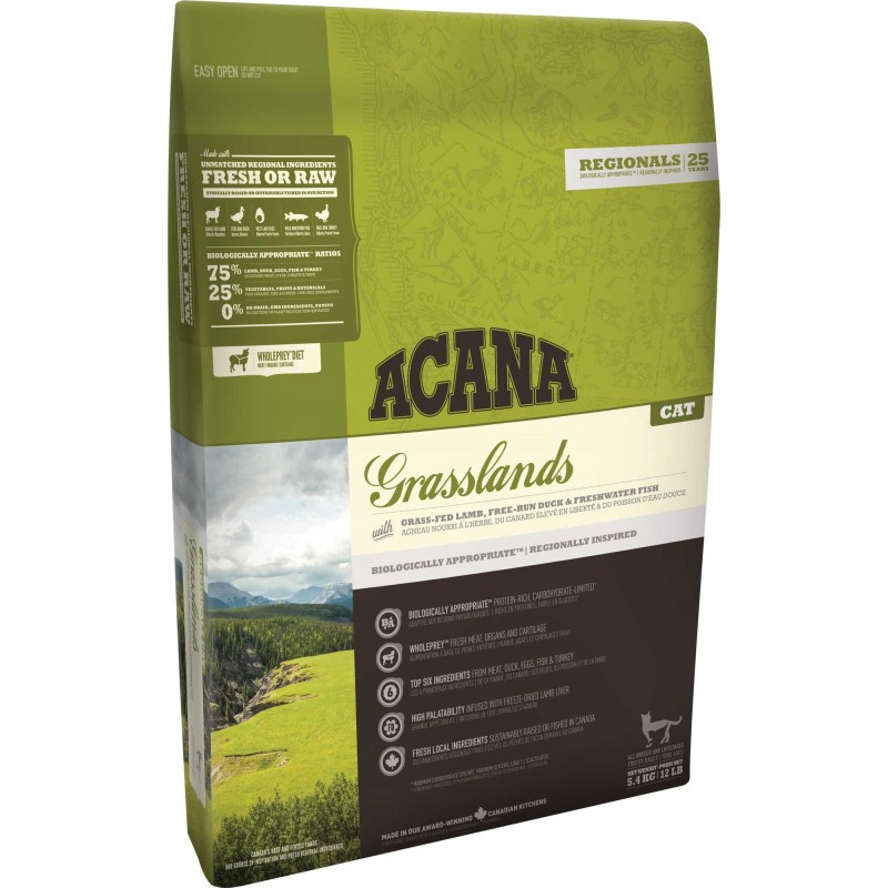 Сухой беззерновой корм Acana Grasslands Акана Грэсслэнд Кэт для кошек всех пород и возрастов 1.8 кг