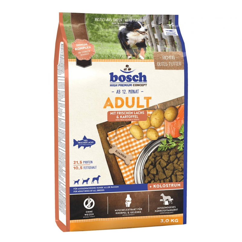 Сухой корм Bosch Adult (Бош Эдалт) с лососем и картофелем для взрослых собак со средним уровнем активности 1 кг