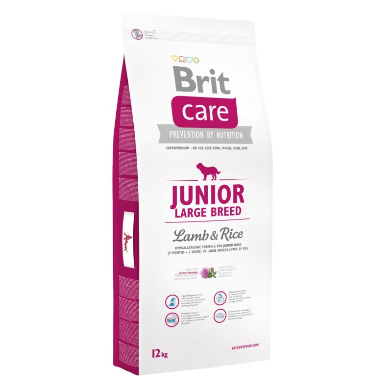 Сухой гипоаллергенный корм Brit Care Junior Large Breed для щенков крупных пород, ягненок с рисом, 12 кг