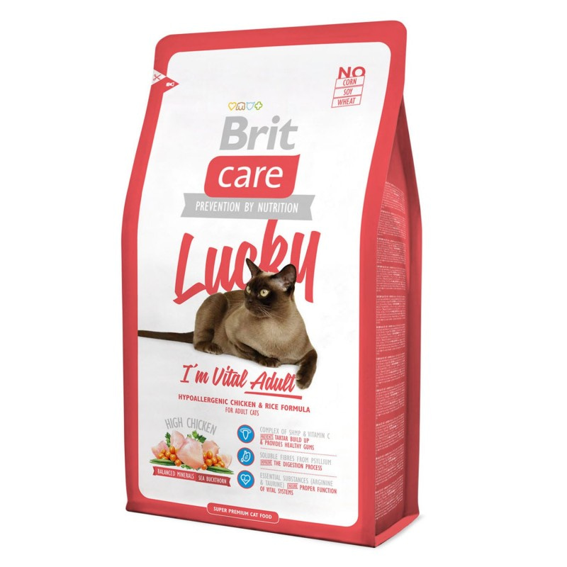 Сухой гипоаллергенный беззерновой корм Brit Care "Lucky" для активных и кошек уличного содержания 7 кг