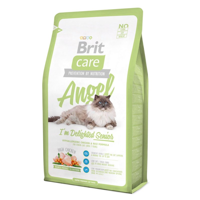 Сухой гипоаллергенный беззерновой безгютеновый корм Brit Care Cat Angel Senior для пожилых кошек, с курицей и индейкой 2 кг