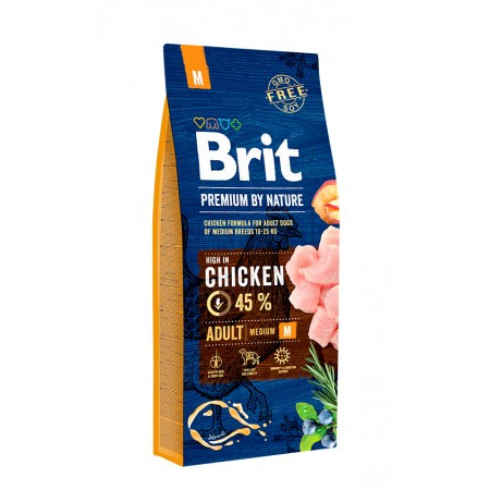 Brit Premium by Nature Adult M (Medium) для взрослых собак средних пород с курицей 3 кг Brit Premium by Nature Adult M (Medium) для взрослых собак средних пород с курицей 3 кг
