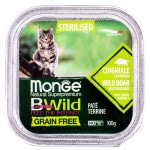 Беззерновой влажный корм (консервы) Monge BWild Cat Grain Free Paté terrine Cinghiale из мяса кабана с овощами для стерилизованных кошек 100 гр