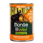 Влажный беззерновой корм (консервы) Monge BWild Dog Grain Free Mini Adult Anatra из утки с тыквой и кабачками для собак мелких пород 400 гр