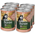 Влажный беззерновой корм (консервы) Monge BWild Dog Grain Free All Breeds Adult Salmone из лосося с тыквой и кабачками для собак всех пород 400 гр