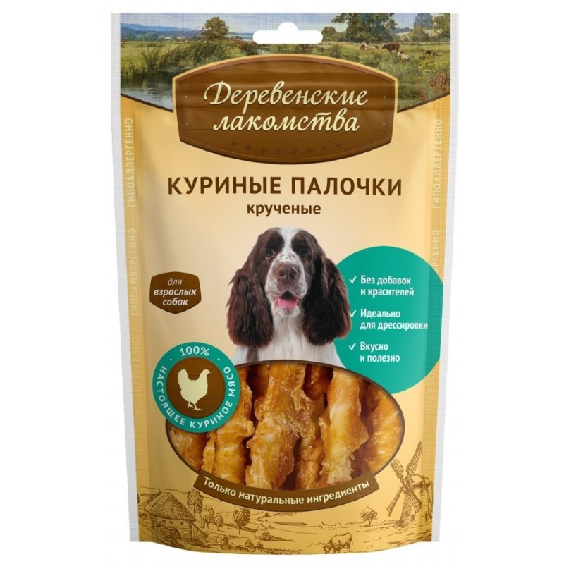 Купить Куриные палочки крученые, лакомство для собак 90 гр Деревенские лакомства в Калиниграде с доставкой (фото)
