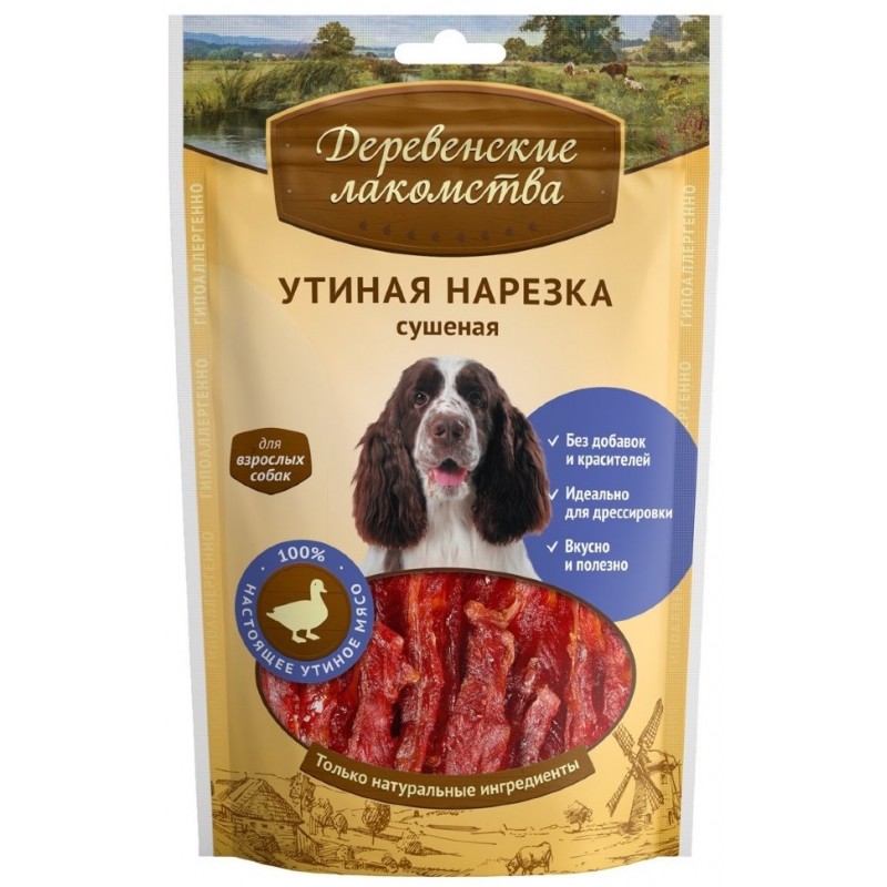 Купить Утиная нарезка сушеная, лакомство для собак 90 гр Деревенские лакомства в Калиниграде с доставкой (фото)
