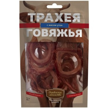 Деревенские лакомства для собак трахея говяжья с мясом утки, 50 гр