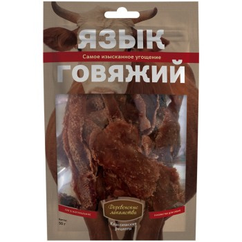 Деревенские лакомства для собак язык говяжий, 50 гр 