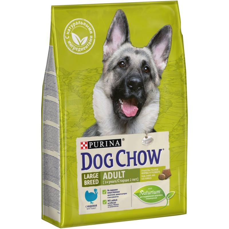 Сухой корм Purina Dog Chow Adult для взрослых собак крупных пород, индейка, 2,5 кг