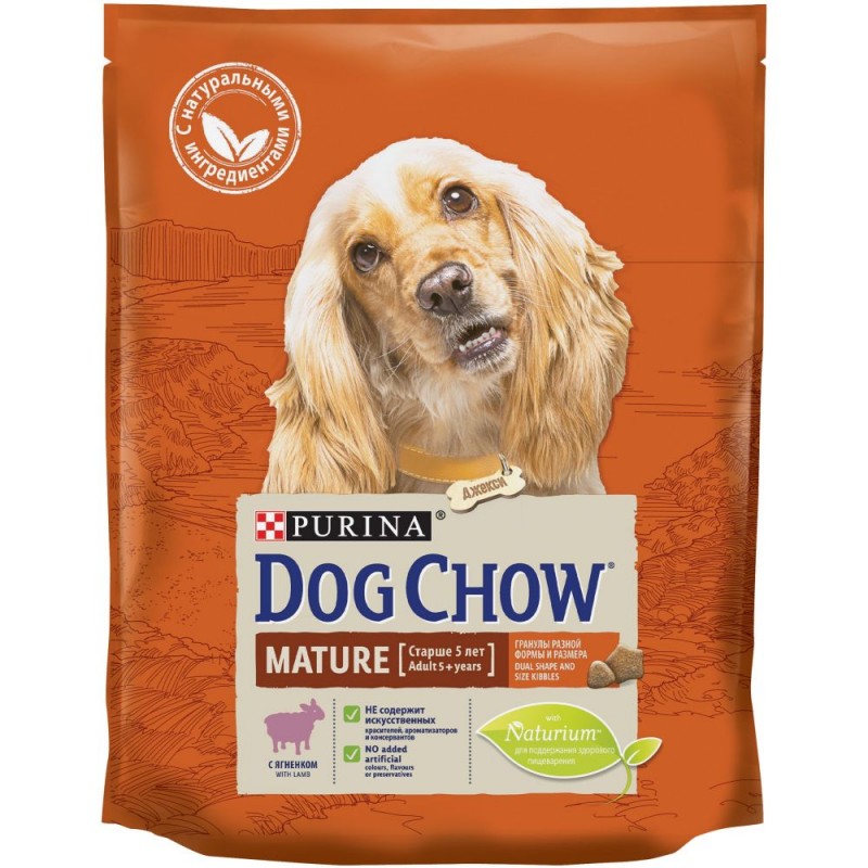 Сухой корм Purina Dog Chow Mature Adult для собак старше 5 лет, ягнёнок, 800 гр