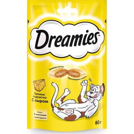 Лакомство Dreamies, подушечки с сыром, для кошек, 60 г