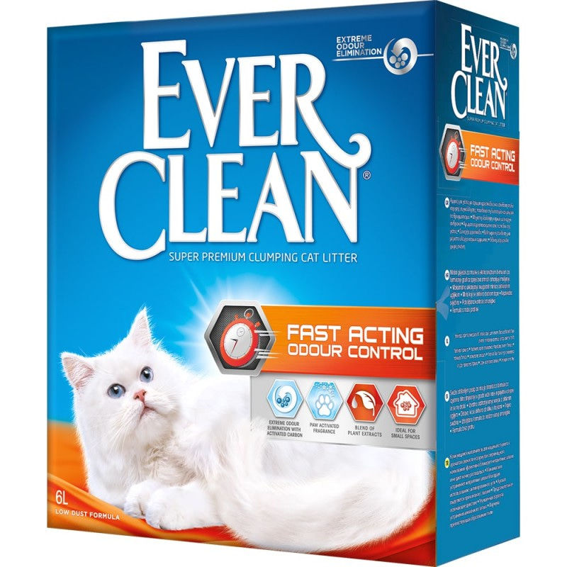 Наполнитель для кошачьего туалета Ever Clean Fast Acting, комкующийся, мгновенный контроль запахов, 6 л