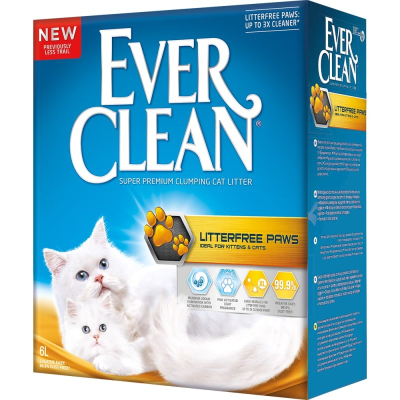 Наполнитель для кошачьего туалета Ever Clean LitterFree Paws, для котят и длинношерстных кошек для идеально чистых лап, 6 л