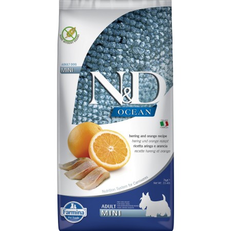 Farmina N&D Ocean беззерновой для взрослых собак мелких пород сельдь, апельсин, 2.5 кг