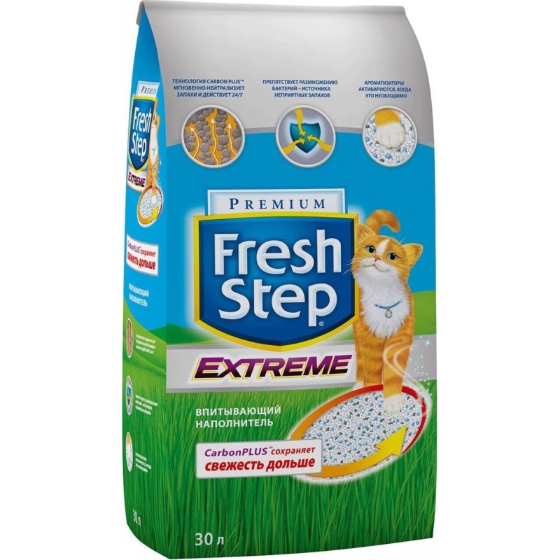 Fresh Step Extreme (Фреш Степ Экстрим) наполнитель для кошачьего туалета впитывающий 15 кг (30 л)