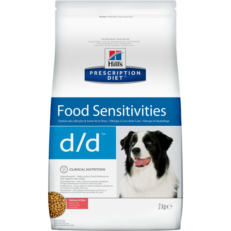 Hill's Prescription Diet d/d Food Sensitivities диетический корм для собак при аллергии, заболеваниях кожи и неблагоприятной реакции на пищу, с лососем и рисом 2 кг