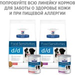 Корм для собак HILLS Prescription Diet d/d Food Sensitivities для кожи при пищевой аллергии с уткой консервированный 370г