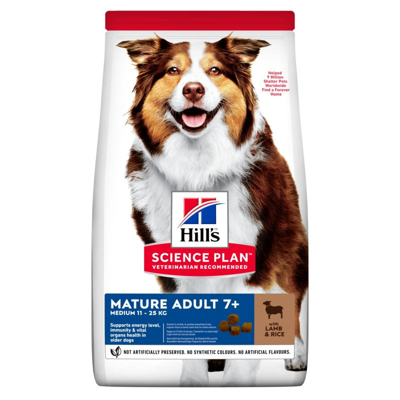 Сухой корм Hill's Science Plan, для поддержания активности и здоровья желудочно-кишечного тракта, с ягненком и рисом, для пожилых собак средних пород, 2,5 кг