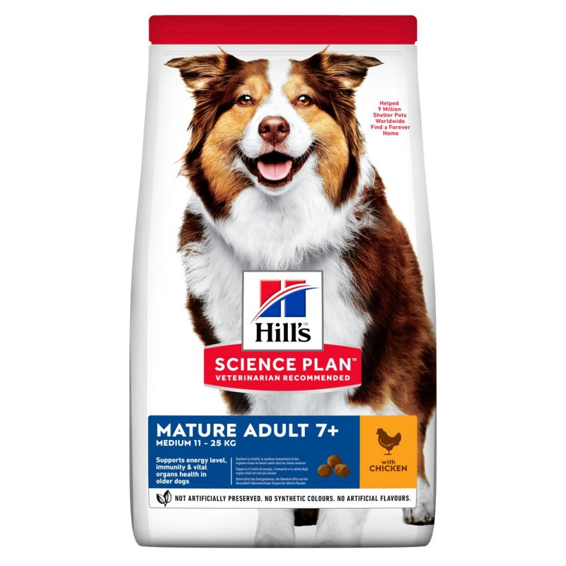Сухой корм Hill's Science Plan для пожилых собак (7+) средних пород для поддержания активности и здоровья желудочно-кишечного тракта, с курицей 12 кг