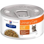 Hill's Prescription Diet c/d Multicare, диетический корм в виде рагу для кошек профилактика мочекаменной болезни (мкб), с курицей и добавлением овощей, 82г