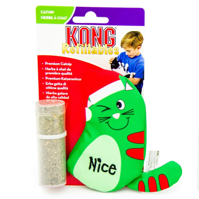 KONG Holiday игрушка для кошек "Коты" 10 см, с тубом кошачьей мяты, в ассортименте