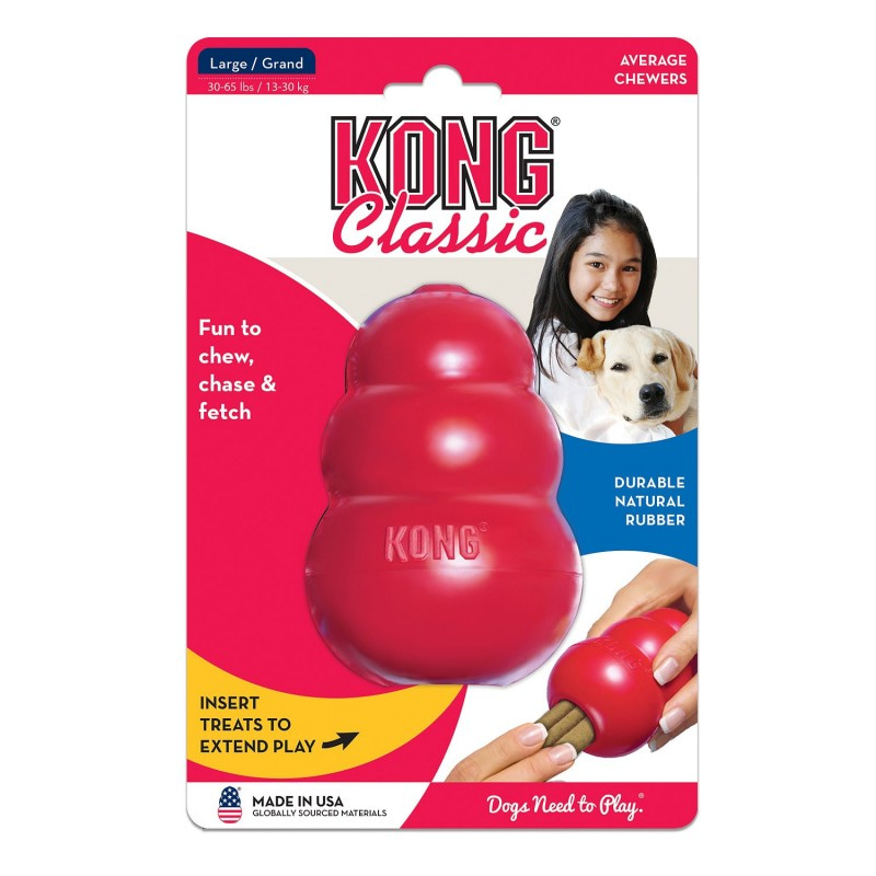 KONG Classic L большая игрушка для наполнения ее лакомством для собак крупных пород (20 -35 кг) 10х6 см