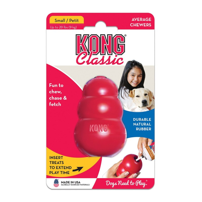 KONG Classic S малая игрушка для наполнения ее лакомством для собак мелких пород (весом до 9 кг) 7х4 см