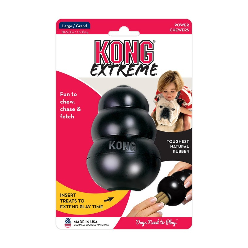 KONG Extreme игрушка под лакомства для собак "КОНГ" L очень прочная большая 10х6 см