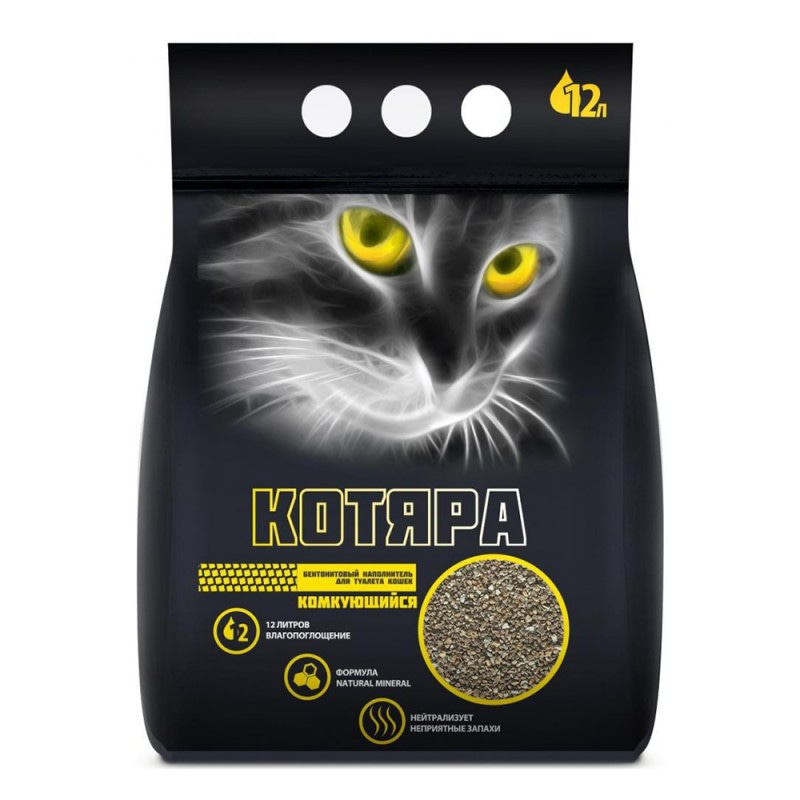 Наполнитель для кошачьего туалета Котяра, комкующийся бентонитовый, 12л/5кг Наполнитель для кошачьего туалета Котяра, комкующийся бентонитовый, 12л/5кг