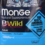 Сухой корм с низким содержанием злаков Monge Superpremium Cat Bwild Low Grain Adult Anchovies с анчоусами для взрослых кошек 1,5 кг