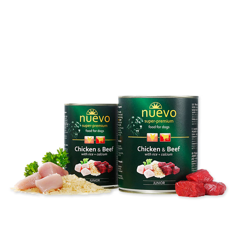 Влажный корм (консервы) для собак Нуэво NUEVO для щенков с курицей, говядиной и рисом NUEVO JUNIOR 400 гр